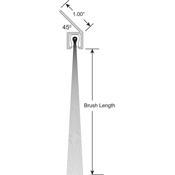 Brushseal, Nylon, 1-in 45 Degree Holder, 2-1/2-in Brush