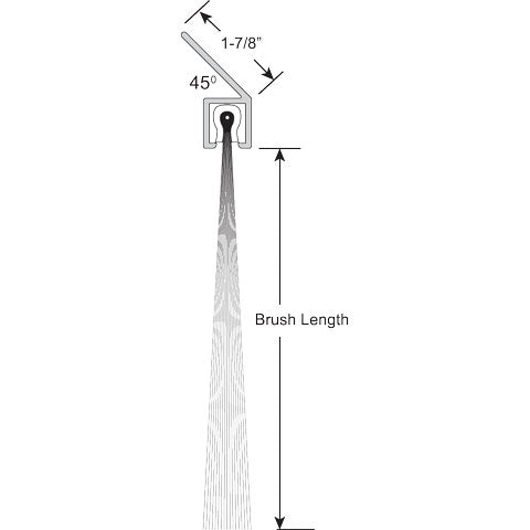 Brushseal, Nylon, 1-7/8-in x 45 Degree Holder, 2-in Brush