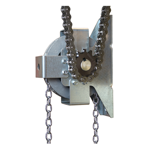 Chain Hoist, Heavy-Duty Wall Mount, 3 to 1 Ratio, Chain Sprocket Drive, 1-in Bore