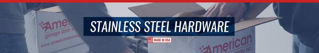 Stainless steel hardware in boxes used for commercial garage doors