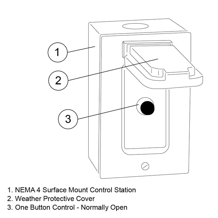 (1BXC) Control Station, Exterior, Surface Mt., 1 Button, NEMA 4, W/Cover