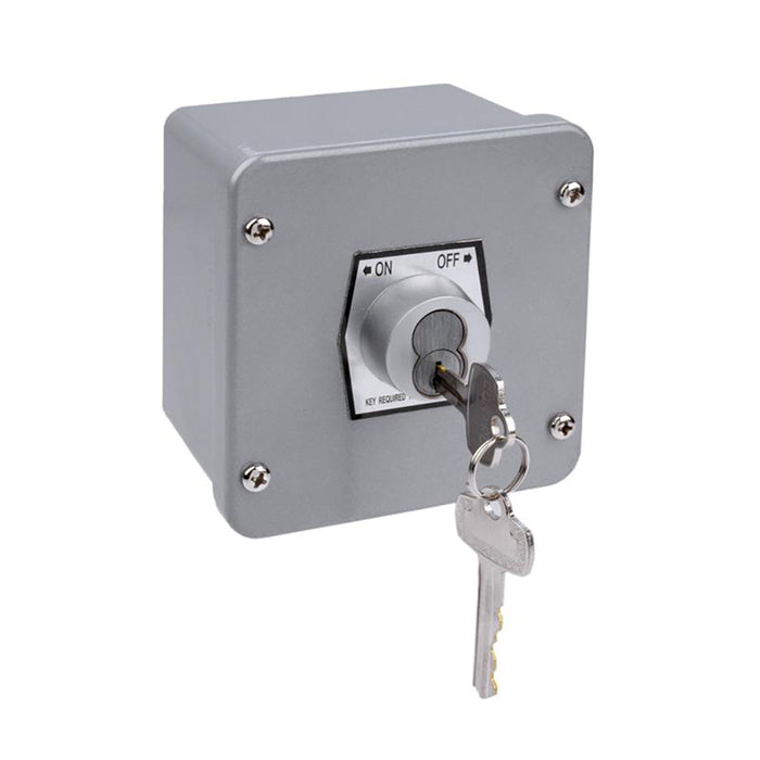 (1KXL-O) Keyswitch, Ext, Surface Mt., NEMA 4, On/Off Lockout, Hold Open/Close, with Mortise Cylinder