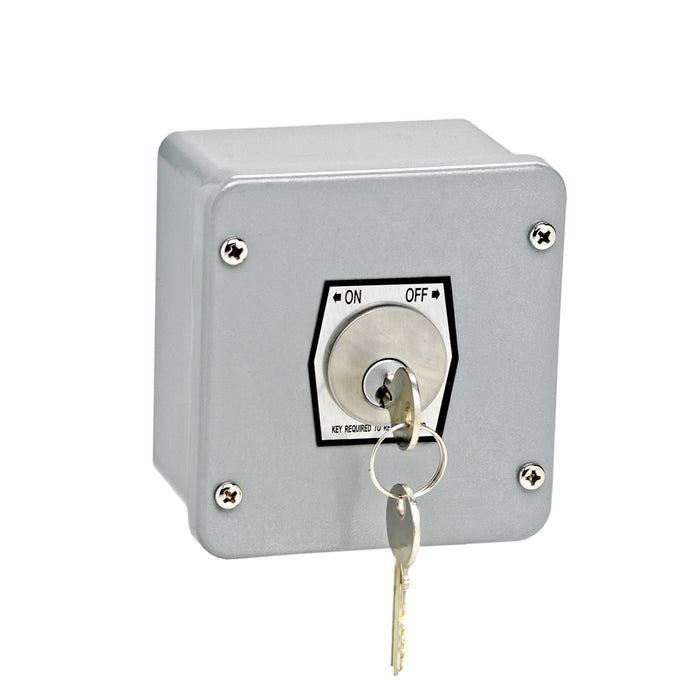(1KXL-O) Keyswitch, Ext, Surface Mt., NEMA 4, On/Off Lockout, Hold Open/Close, with Mortise Cylinder