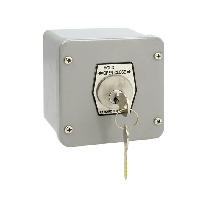 (1KXL-O) Keyswitch, Ext, Surface Mt., NEMA 4, On/Off Lockout, Hold Open/Close, with Mortise Cylinder