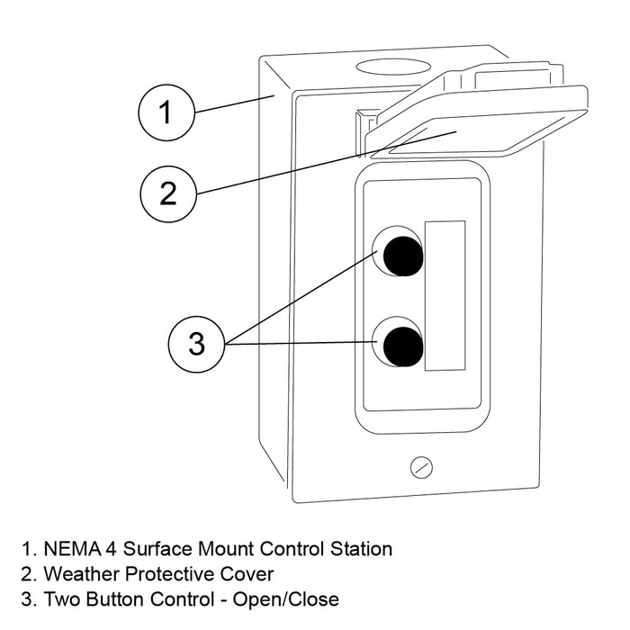 (2BXC) Control Station, Exterior, Surface Mt., 2 Button, NEMA 4, with Cover