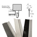 Technical diagram showing aluminum vinyl weatherstripping profiles with dimension annotations, alongside several sample profile sections in gray, white, and black.