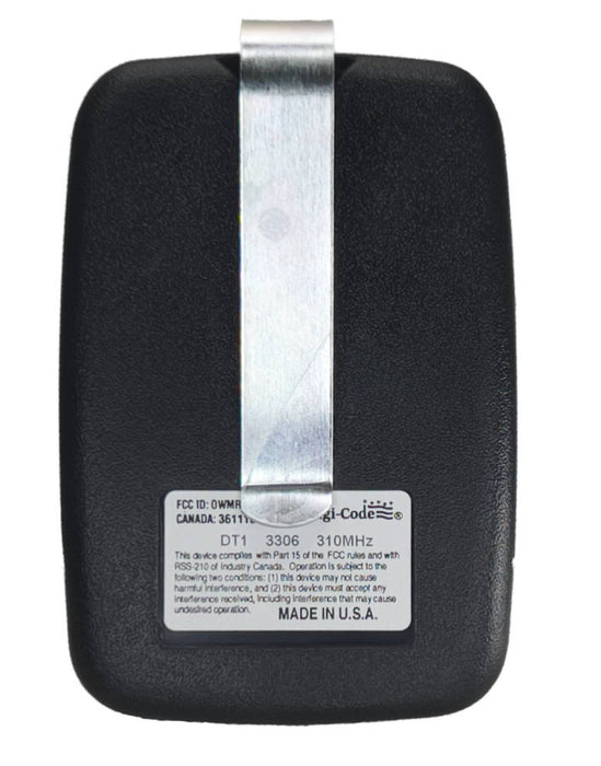 (DC-DT1) DIGI-CODE 1 BUTTON DELTA 3 VISOR REMOTE CONTROL – 310 MHz