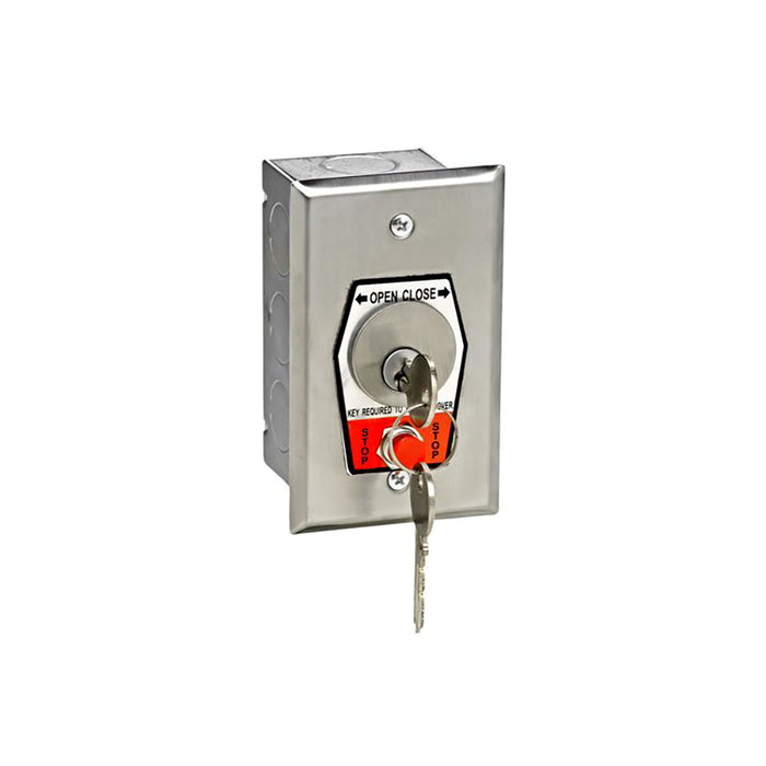 (HBFS) Keyswitch, Interior Open-Close with Stop Button, Flush Mount, with Mortise Cylinder- Keyed Random