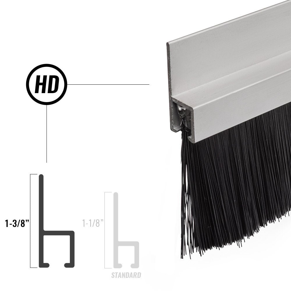 1-3/8 Inch straight aluminum holder with heavy duty nylon brush seal