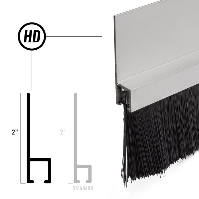 Heavy duty straight 2 inch aluminum holder with nylon brush seal