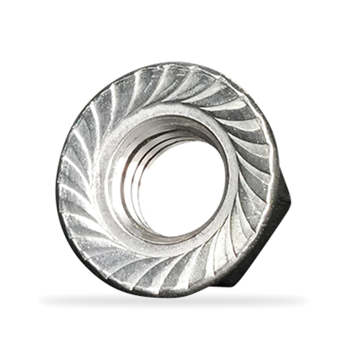 Stainless Steel 1/4"-20 Flanged Serrated Hex Nut