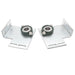 Two galvanized metal brackets with bearings.