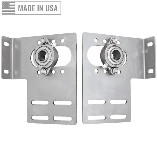Stainless Steel End Bearing Plate Set, 3-3/8"- 6" w/ Greaseable Bearings