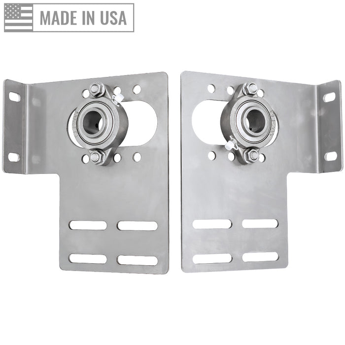 Stainless Steel End Bearing Plate Set, 3-3/8"- 6" w/ Greaseable Bearings