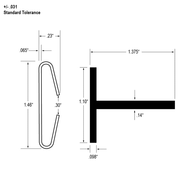Dock Leveler Weatherseal Kit T-Style, 1-3/8-in PVC Blade (WDL138TPVC)