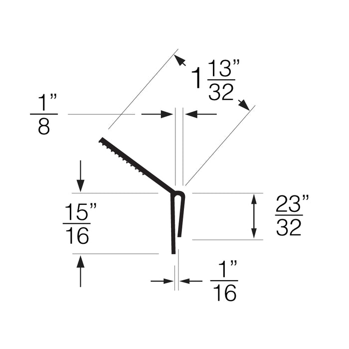 Measurement diagram of WRJ vinyl weatherseal