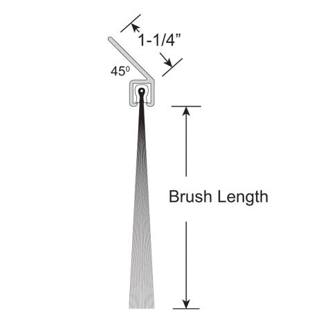 Brushseal, Polyp., 1-1/4-in x 45 Degree Holder, 3-in Brush