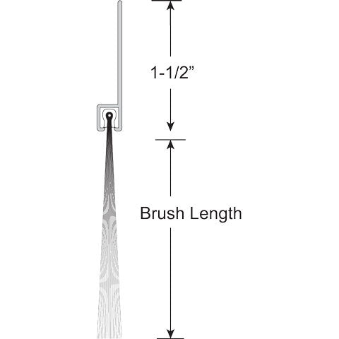 Brushseal, Polyp., 1-1/2-in Straight Holder, 3-in Brush