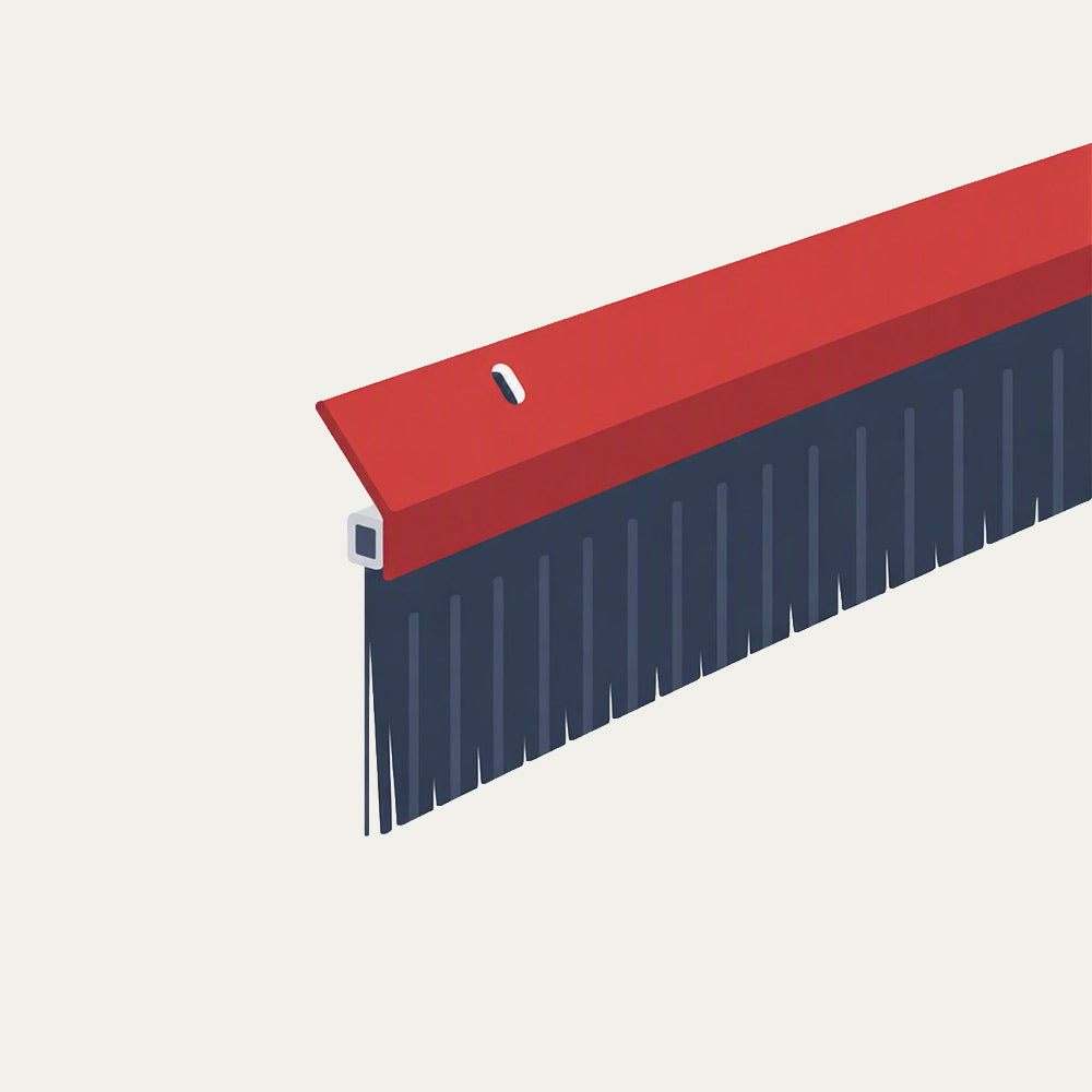 Stylized graphic of garage door brush seal for collection of weatherseal products