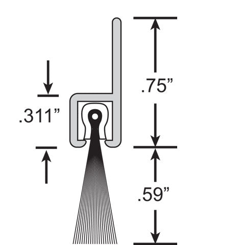 Brushseal Kit, Door Sweep, Nylon, 3/4-in Straight Holder, 9/16-in Brush, 42-in pr.