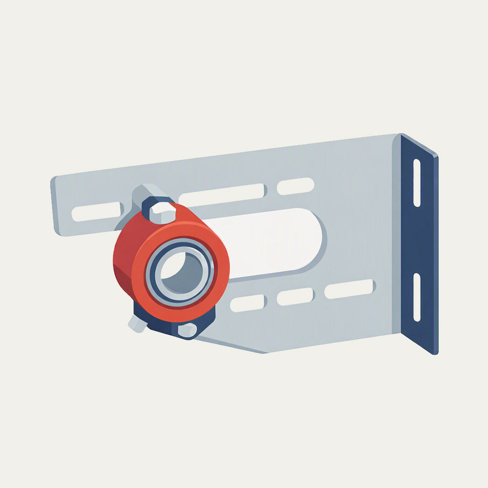 Stylized graphic of overhead door center bearing plates for collection of products
