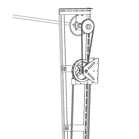 Chain Hoist, Wall Mount, 4 to 1 Ratio, Chain/Sprocket Drive, 1" Bore