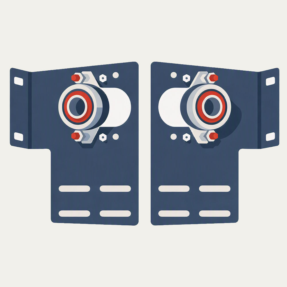 Stylized graphic of end bearing plates for collection of products