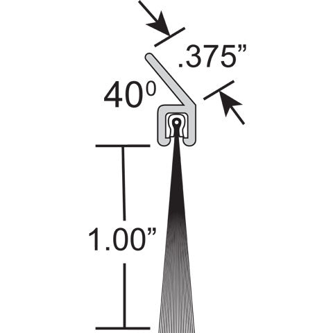Brushseal, Nylon, 3/8" x 40 Degree Holder, 1" Brush - 7'10"