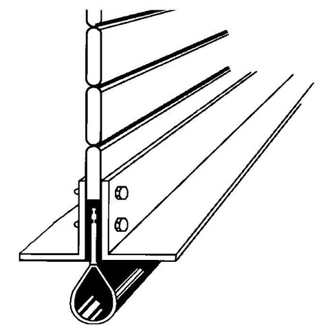 Weatherseal, Bottom, Rolling Steel, 1-1/2-in x 1-1/2-in, per ft