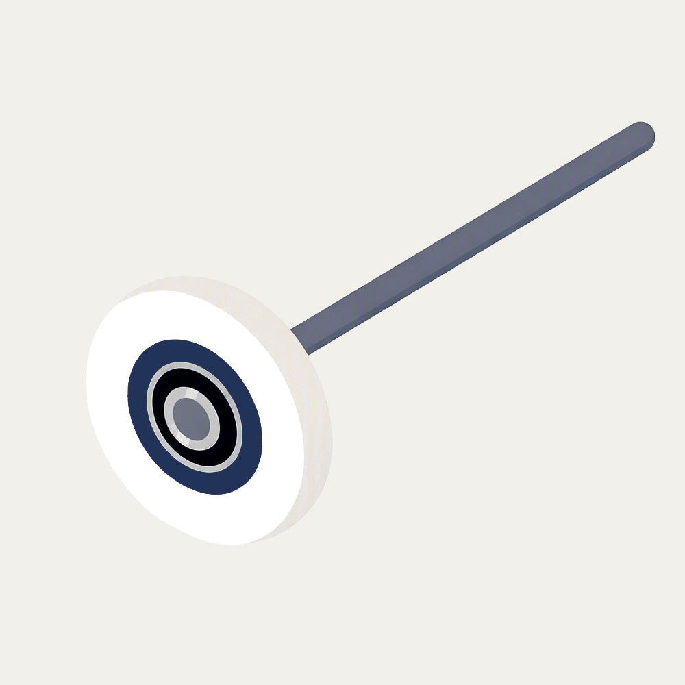 Stylized graphic of a garage door roller for collection of products