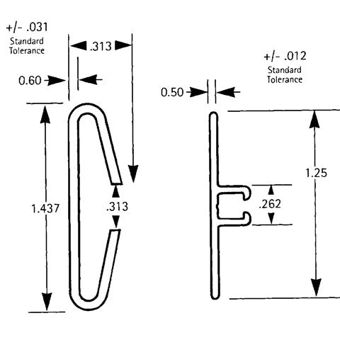 Dock Leveler Weatherseal Kit T-Style, 1-3/8-in PVC Blade