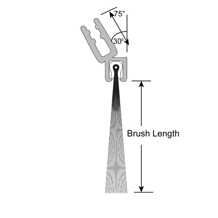 Brushseal, Jamb, Rolling Steel, Clip-On, 7'10''
