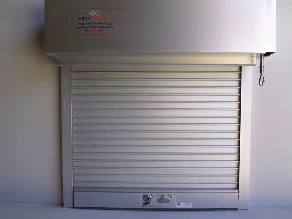 ASTA 700 Series counter shutter with compact hood, partly raised